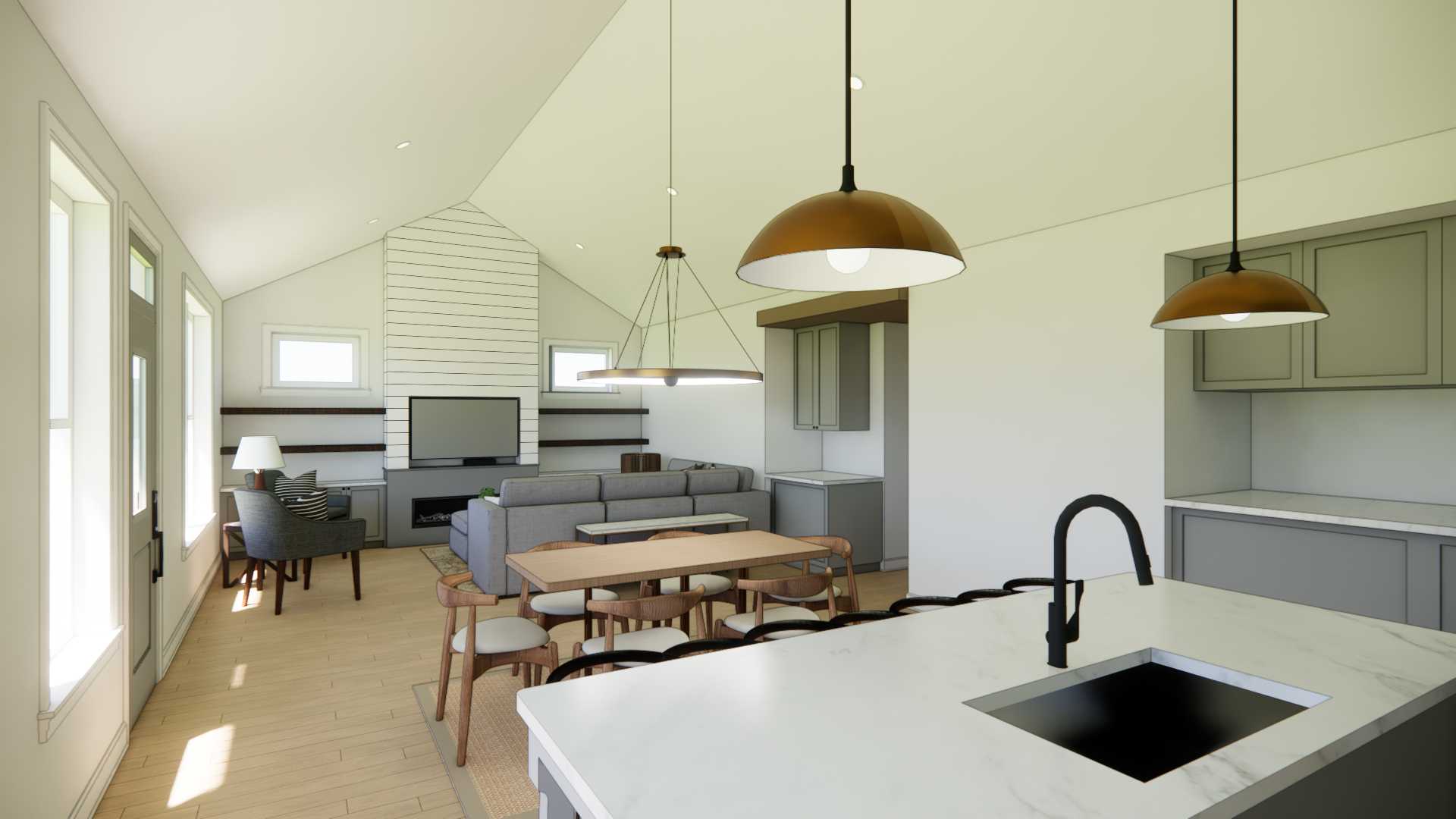 The Tuggle kitchen with vaulted ceiling